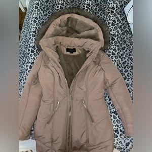 Tan long puffer / parka winter jacket coat